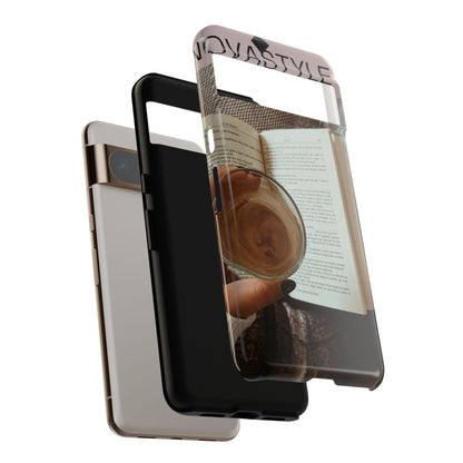 Cozy Reading Phone Case — Coffee &amp; Book Protective Cover