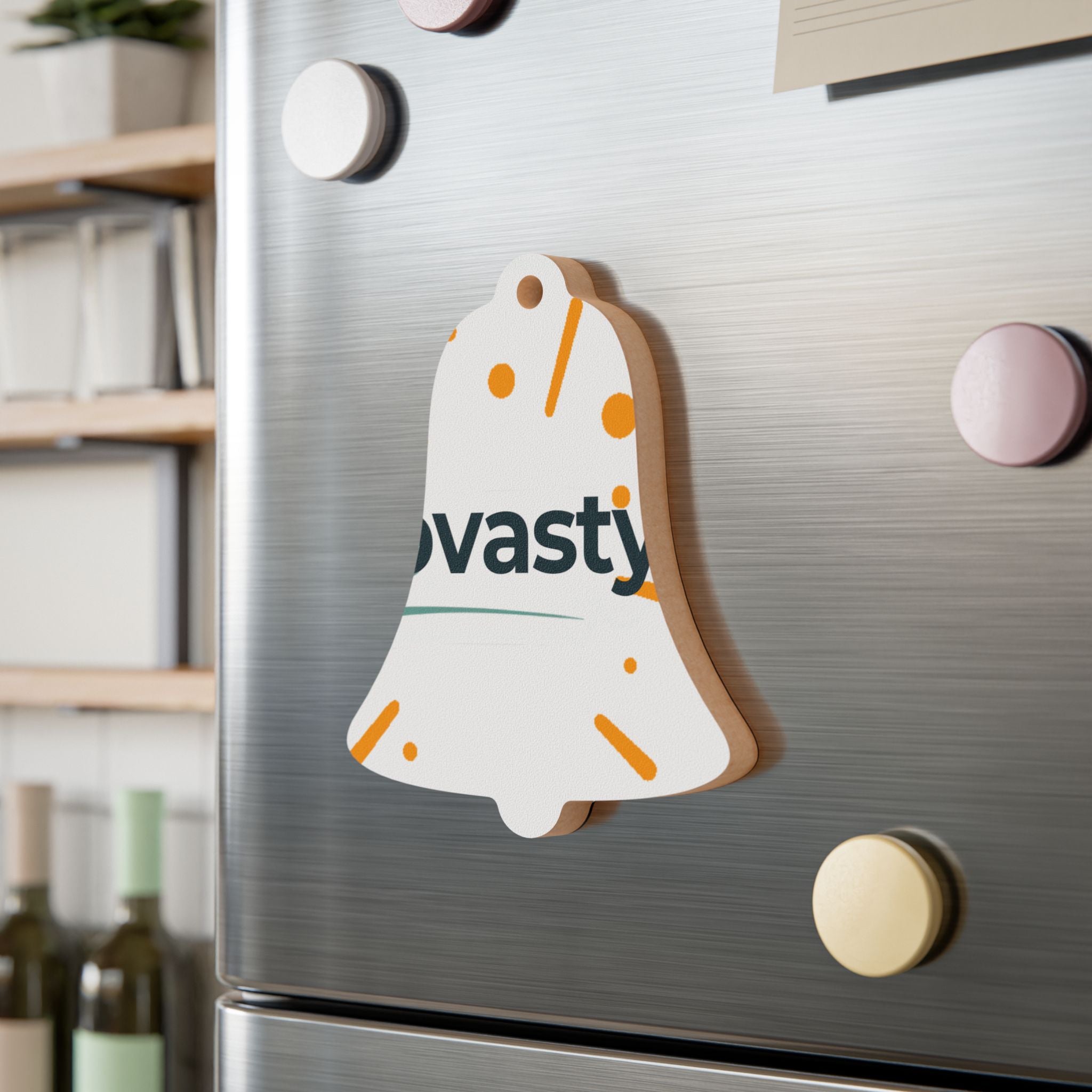 Bell-Shaped Wooden Ornament — Minimal Logo &amp; Illustration Holiday Decoration