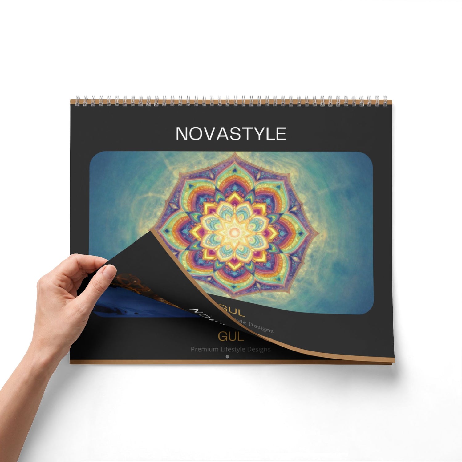 Mandala &amp; Nature Wall Calendar — 12‑Month Artistic Spiral Calendar with Kaleidoscope Art, Aurora &amp; Vintage Keys