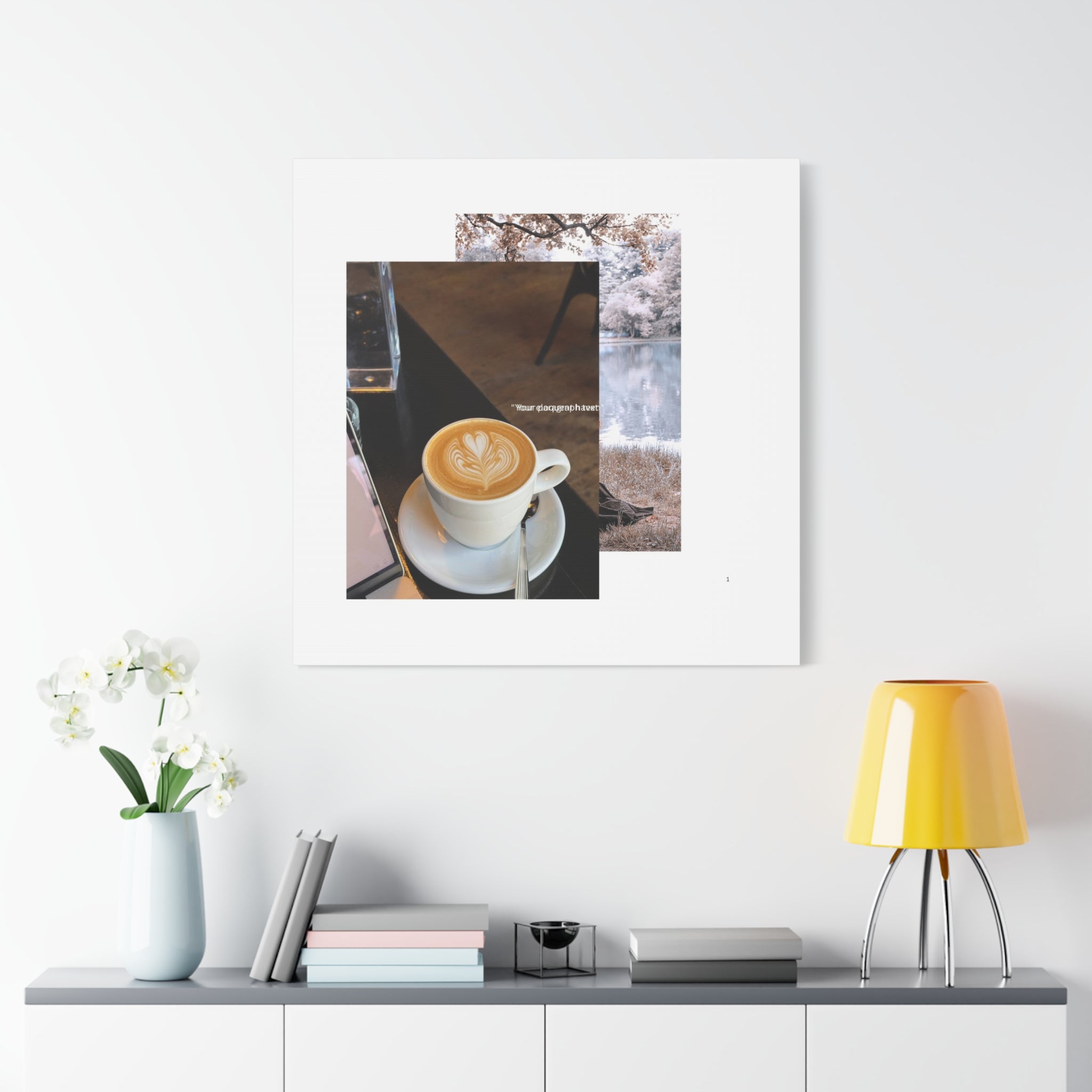 Latte &amp; Landscape Matte Canvas Wall Art — Coffee Shop Photo Collage