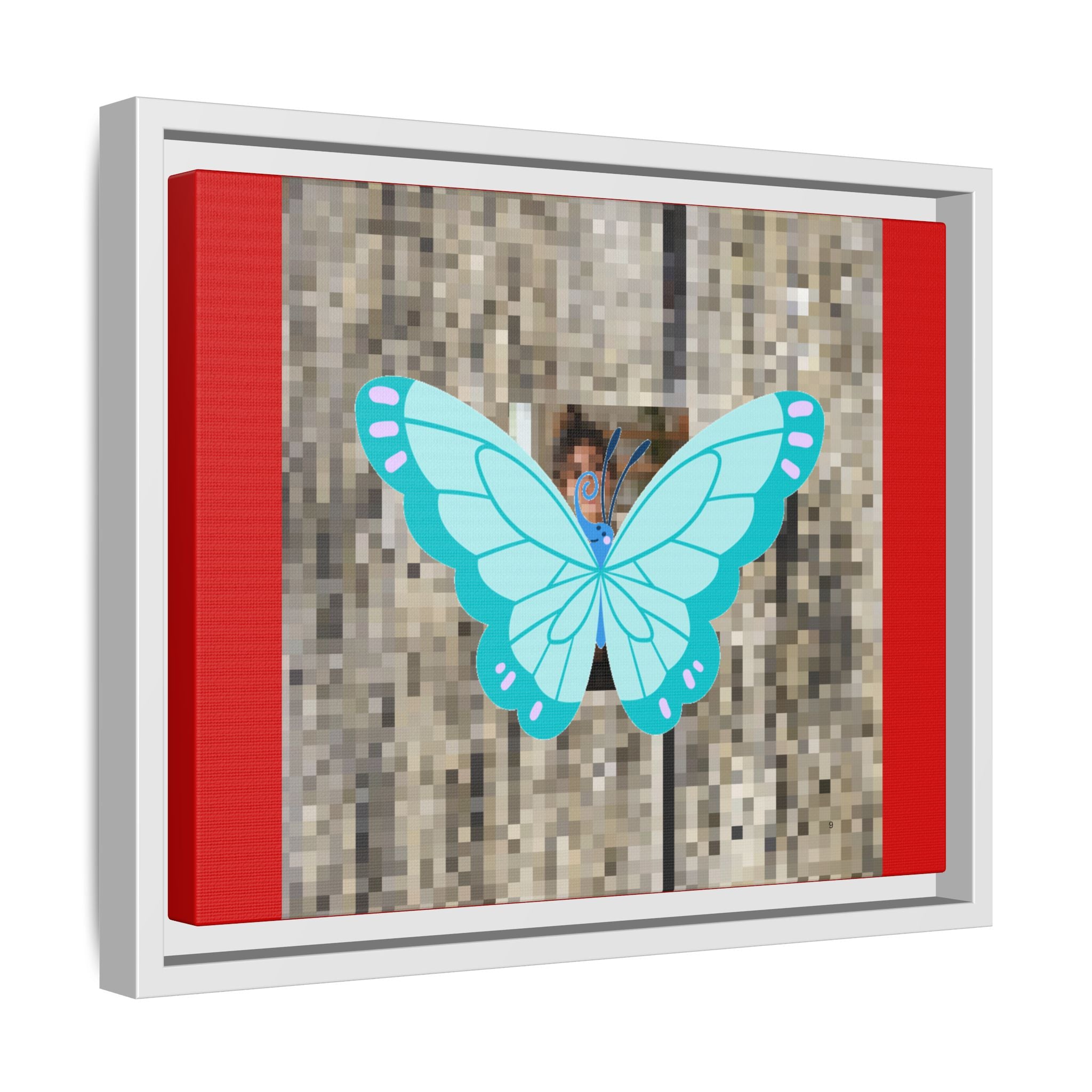 Blue Butterfly Framed Canvas Art – Matte Multi‑Color Wall Print