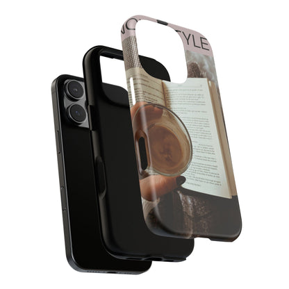Cozy Reading Phone Case — Coffee &amp; Book Protective Cover