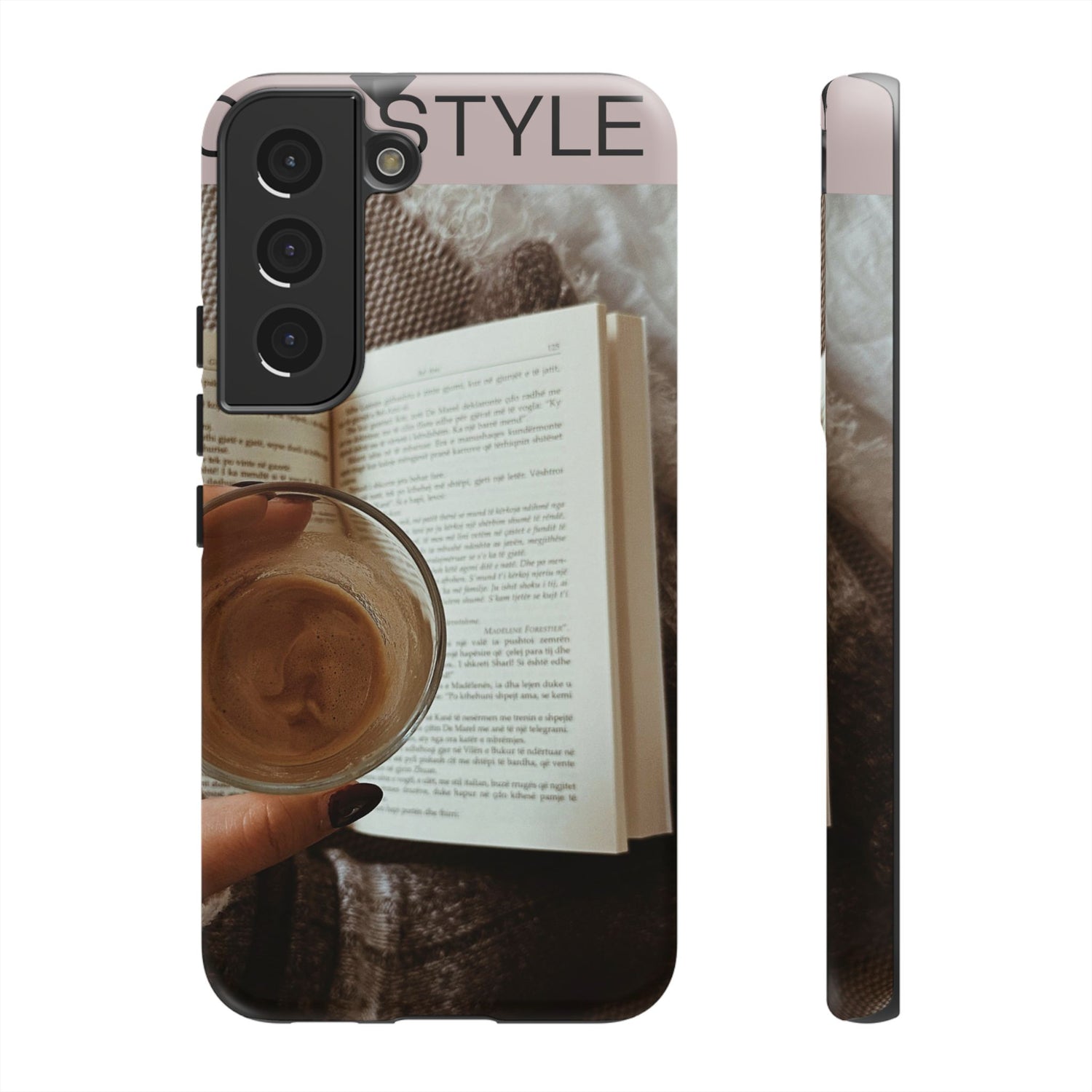 Cozy Reading Phone Case — Coffee &amp; Book Protective Cover