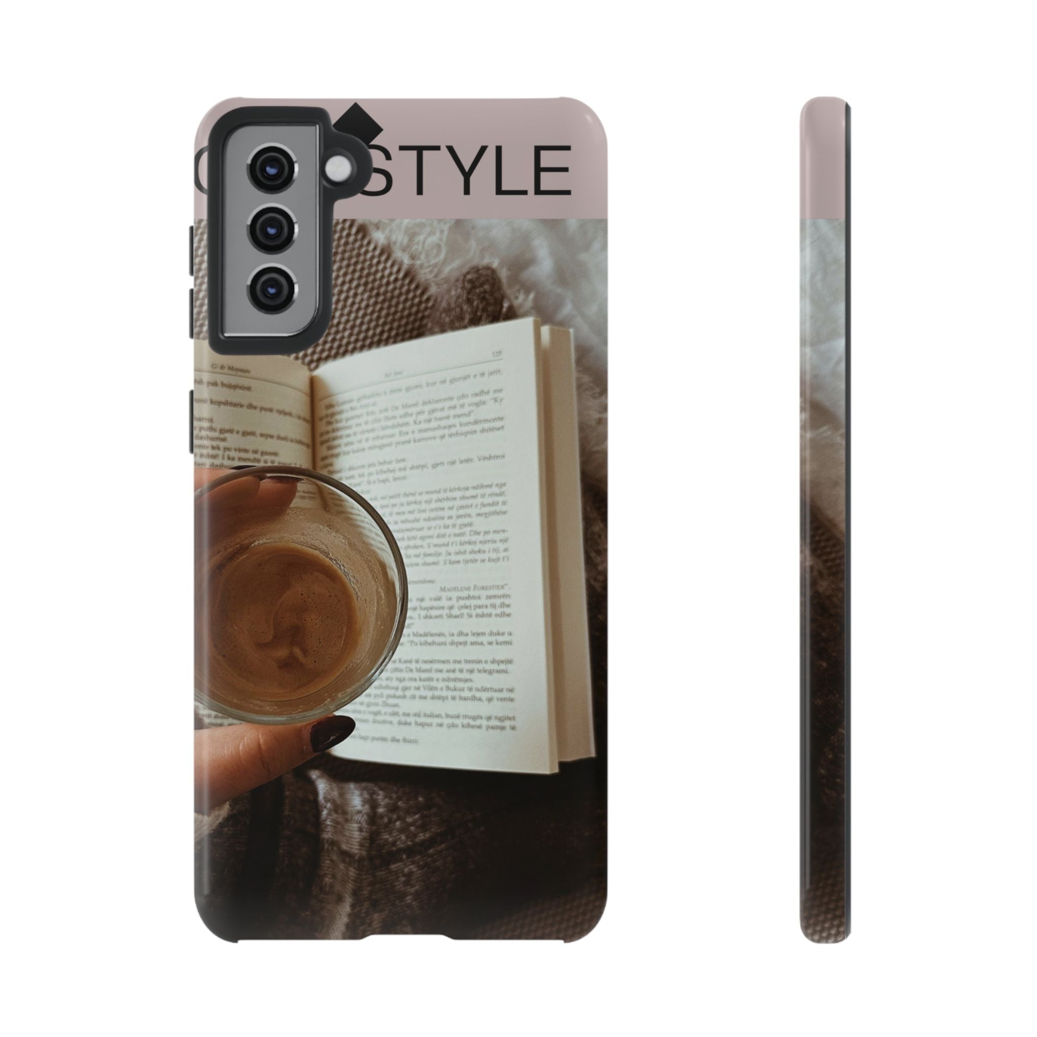 Cozy Reading Phone Case — Coffee &amp; Book Protective Cover