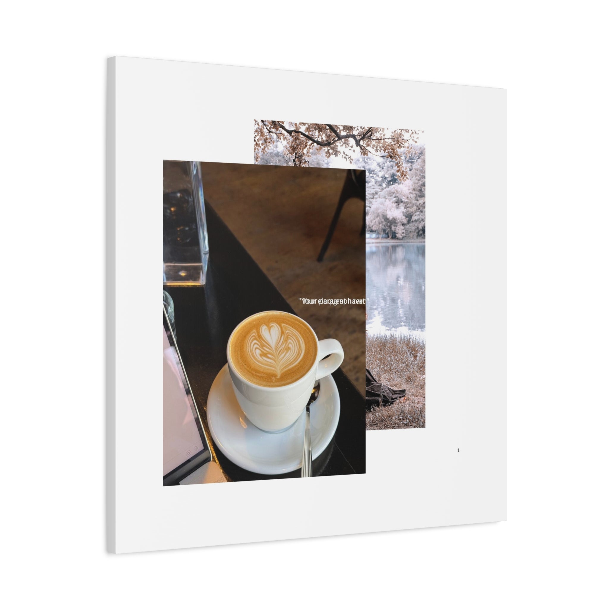 Latte &amp; Landscape Matte Canvas Wall Art — Coffee Shop Photo Collage