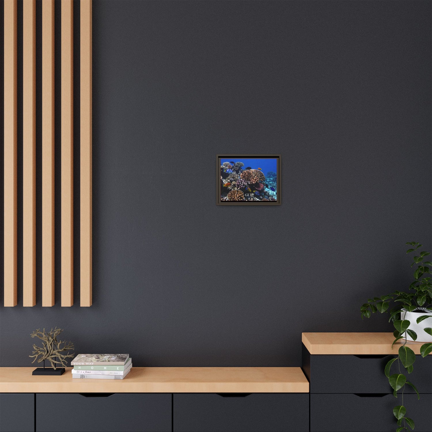 Framed Coral Reef Matte Canvas Wall Art — Tropical Ocean Photography Print