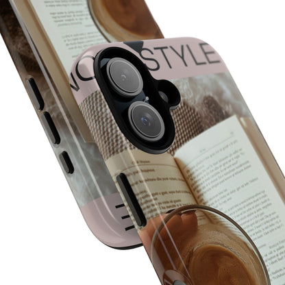 Cozy Reading Phone Case — Coffee &amp; Book Protective Cover