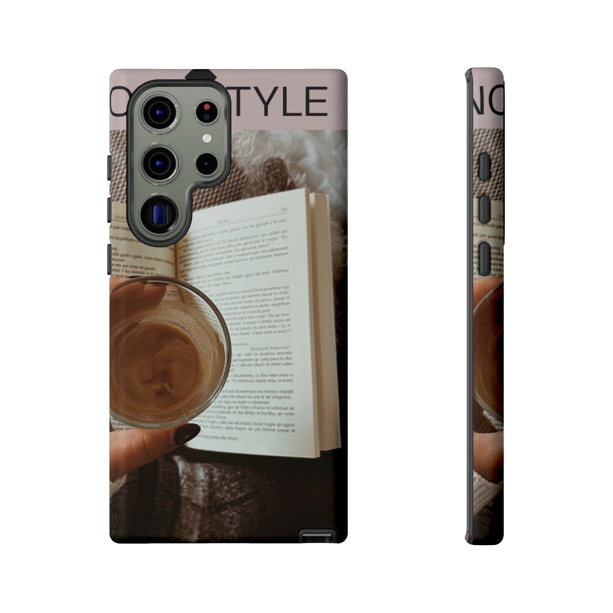 Cozy Reading Phone Case — Coffee &amp; Book Protective Cover