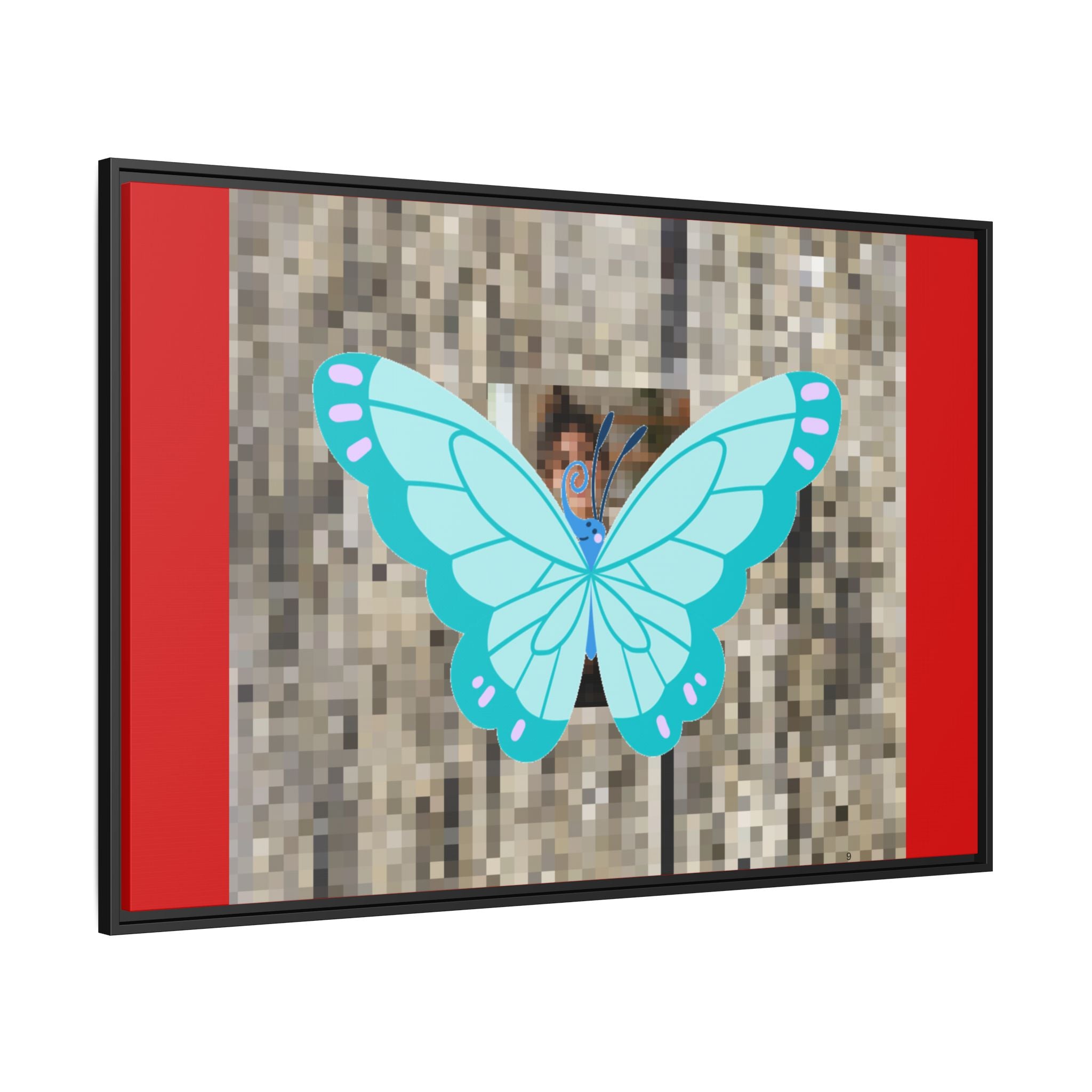 Blue Butterfly Framed Canvas Art – Matte Multi‑Color Wall Print