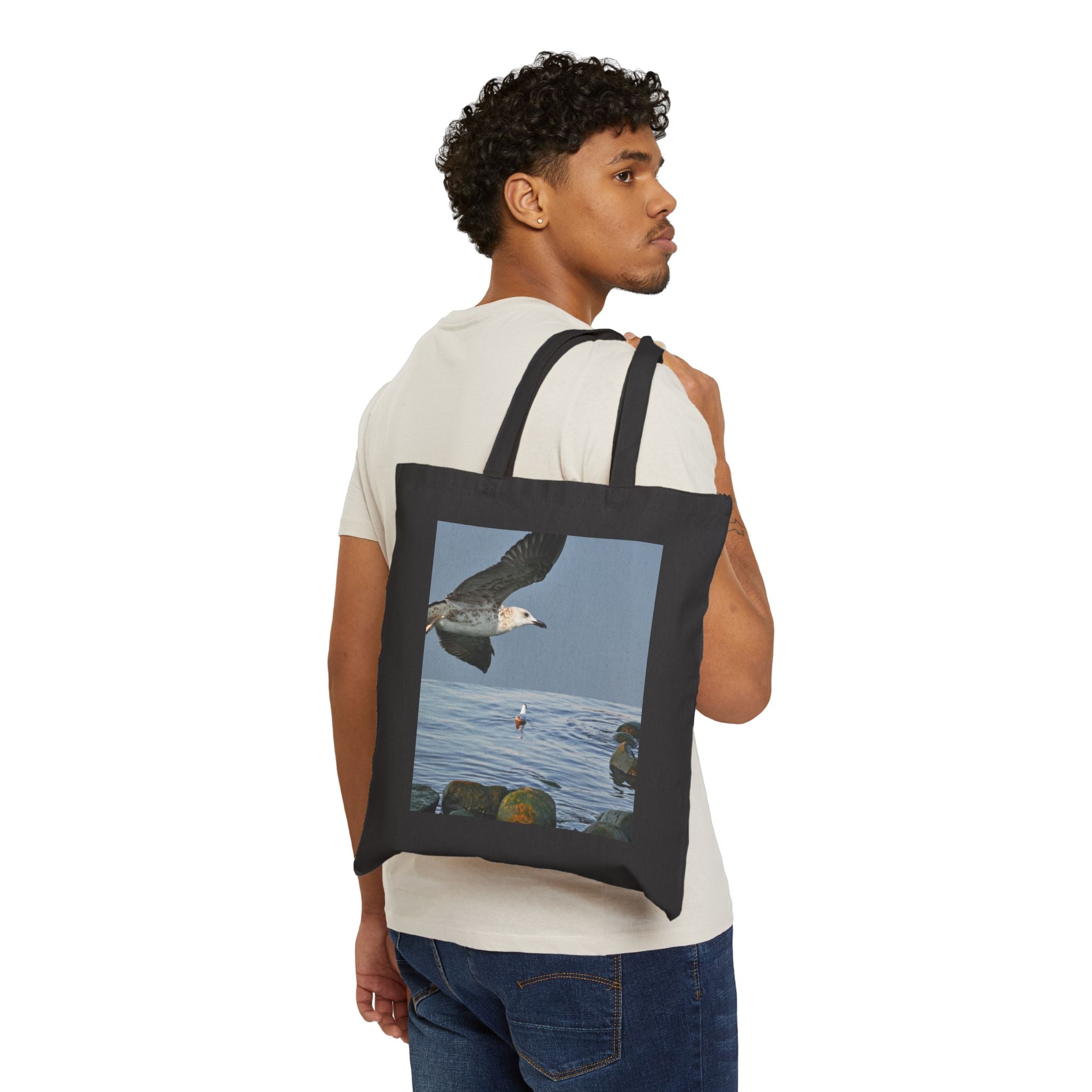 Canvas Tote Bag — Seaside Gull &amp; Sunlit Poppies Art Prints