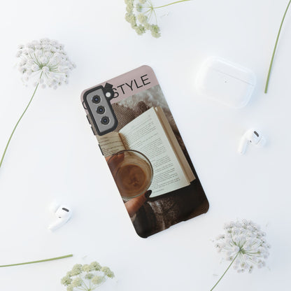 Cozy Reading Phone Case — Coffee &amp; Book Protective Cover