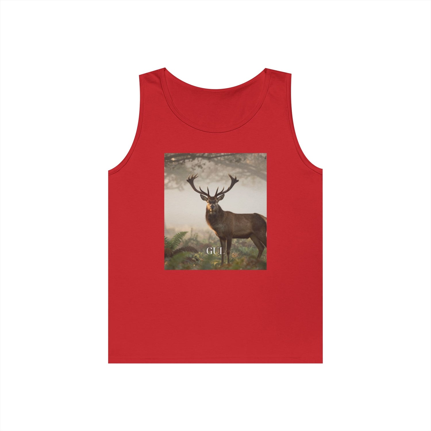 Deer &amp; Cherry Blossom Art Tank Top — Nature Scene Graphic Tank