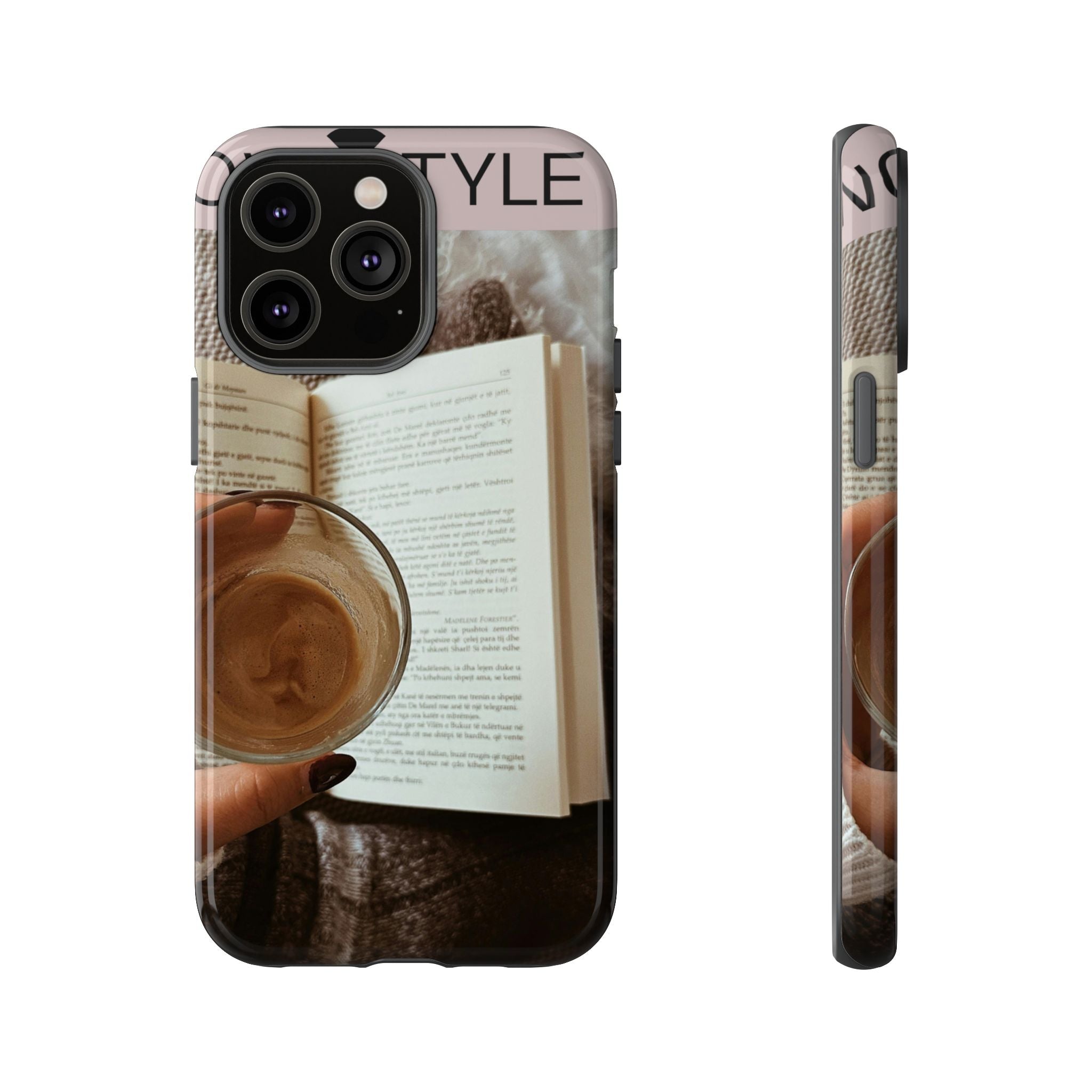 Cozy Reading Phone Case — Coffee &amp; Book Protective Cover