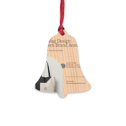 Bell-Shaped Wooden Ornament — Minimal Logo &amp; Illustration Holiday Decoration