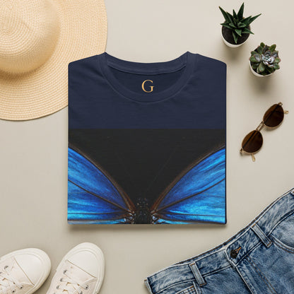 Blue Morph Butterfly T-Shirt — Vibrant Nature Graphic Tee