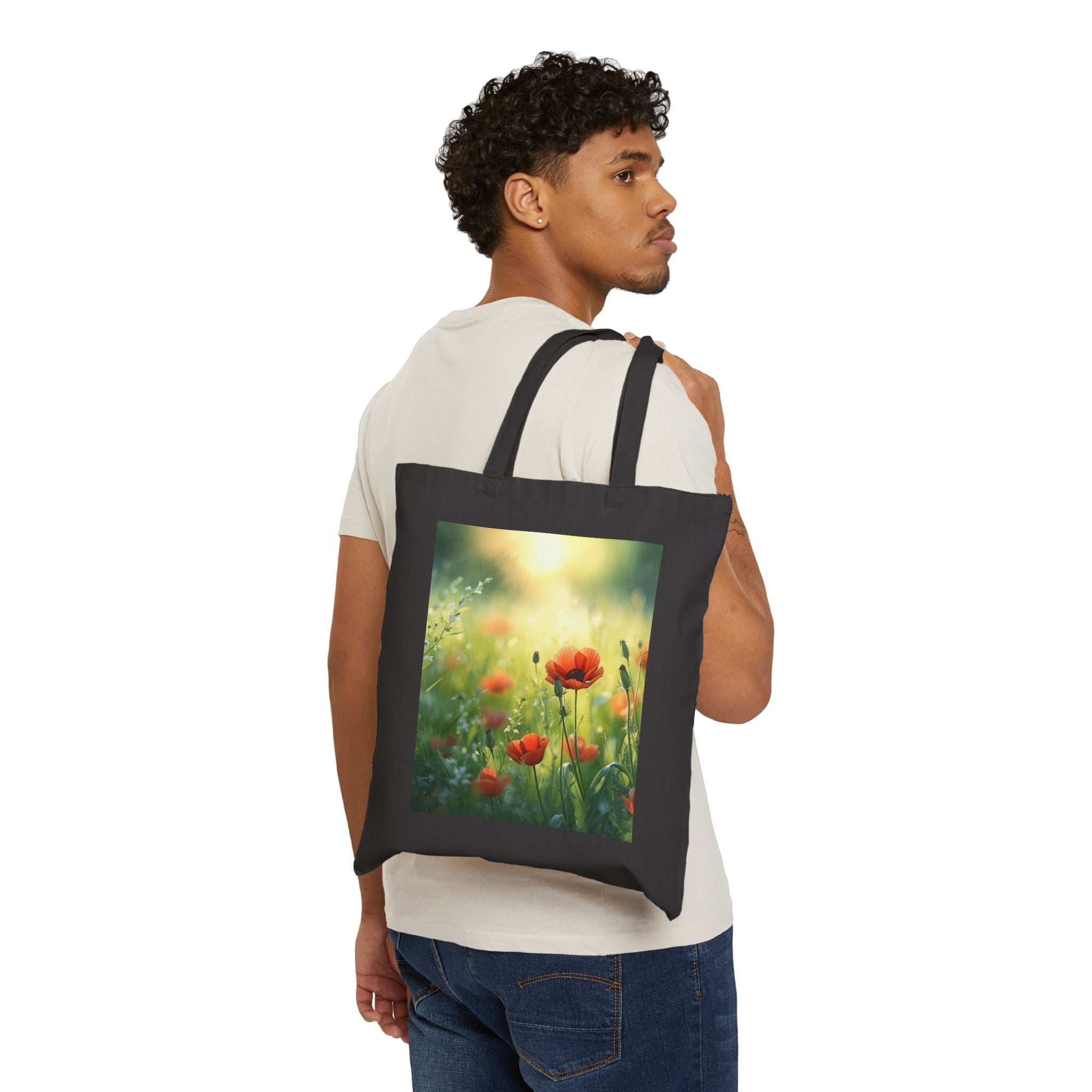 Canvas Tote Bag — Seaside Gull &amp; Sunlit Poppies Art Prints