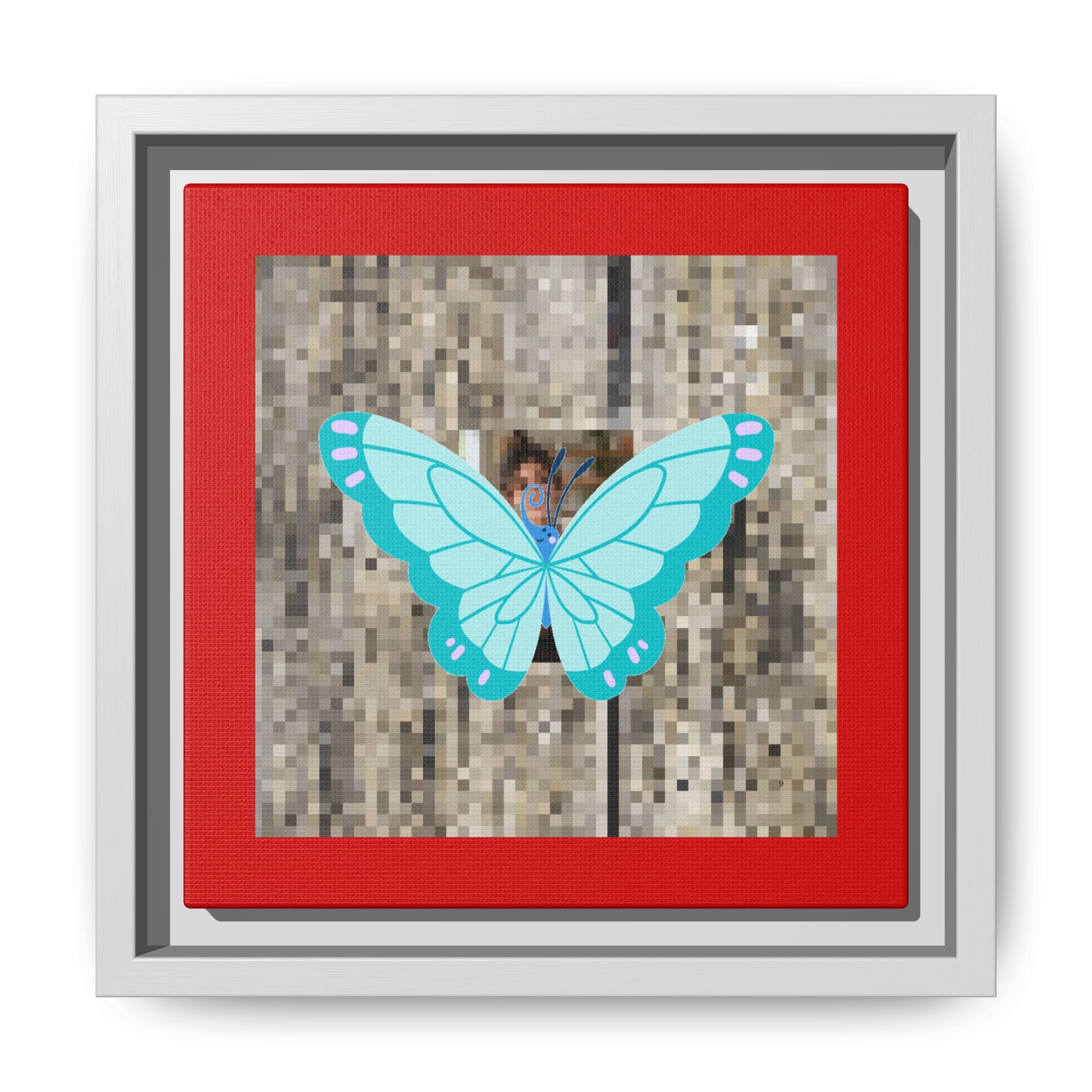 Blue Butterfly Framed Canvas Art – Matte Multi‑Color Wall Print