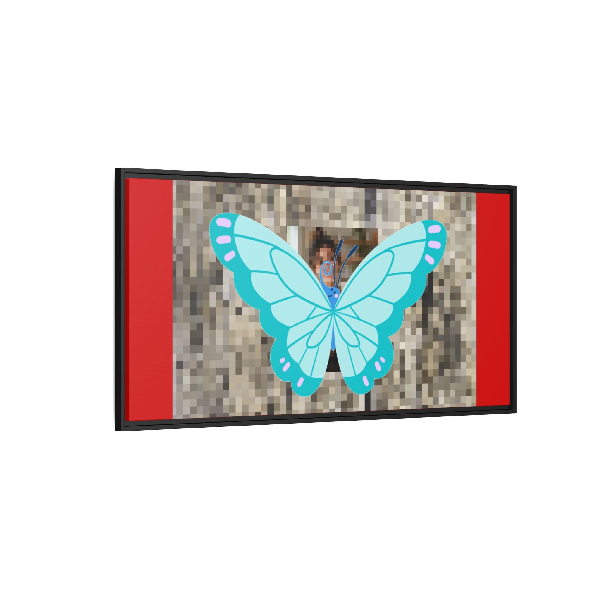 Blue Butterfly Framed Canvas Art – Matte Multi‑Color Wall Print