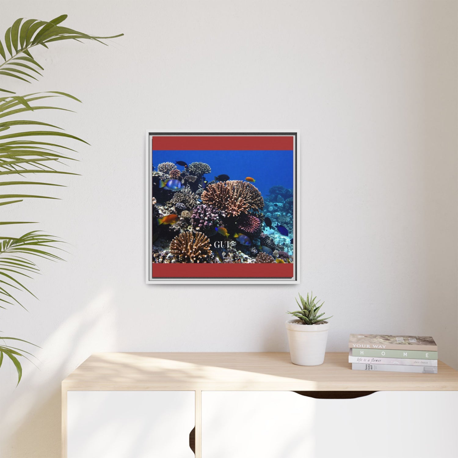 Framed Coral Reef Matte Canvas Wall Art — Tropical Ocean Photography Print
