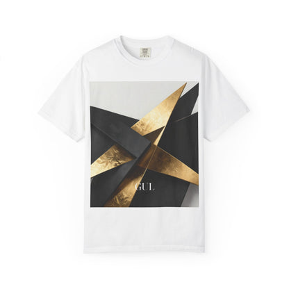 Graphic T-Shirt — Modern Gold Abstract &amp; Mountain Photo Print