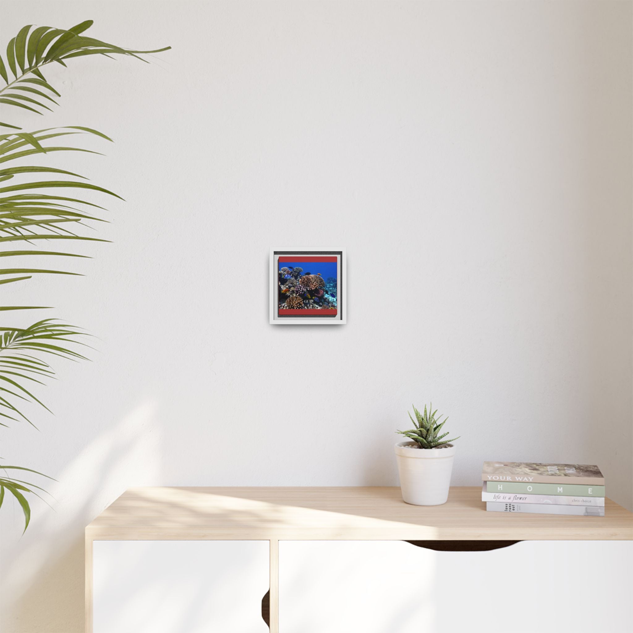 Framed Coral Reef Matte Canvas Wall Art — Tropical Ocean Photography Print