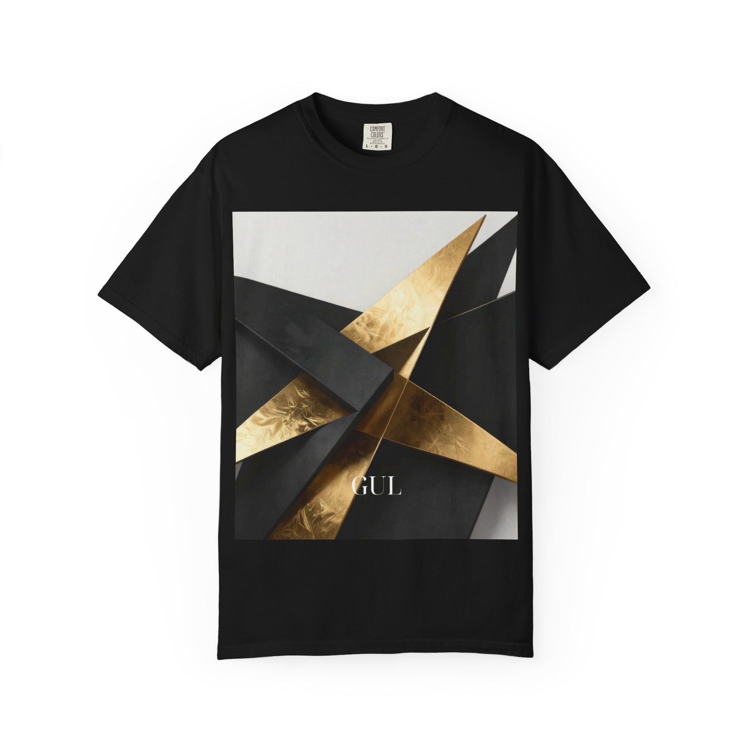 Graphic T-Shirt — Modern Gold Abstract &amp; Mountain Photo Print