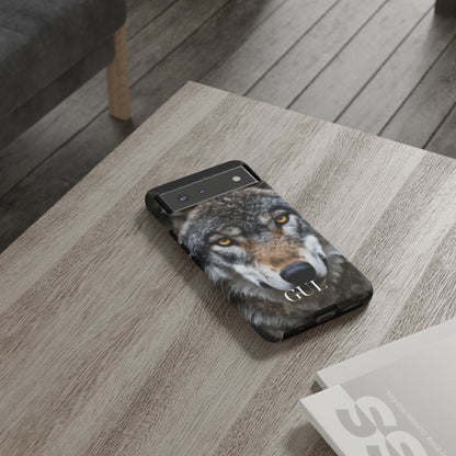 Wolf Eyes Phone Case — Fierce Wildlife iPhone Protective Case with ‘GUL’ Text