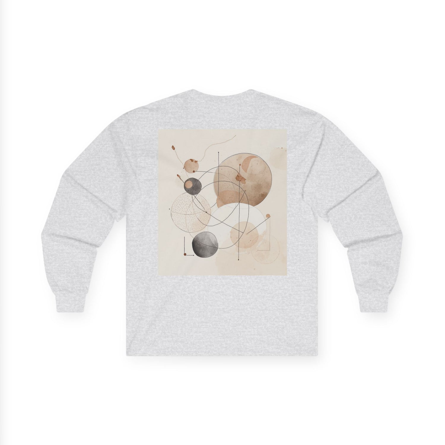 Abstract Geometric Art Long Sleeve Tee — Neutral Circle Composition