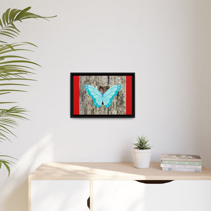 Blue Butterfly Framed Canvas Art – Matte Multi‑Color Wall Print