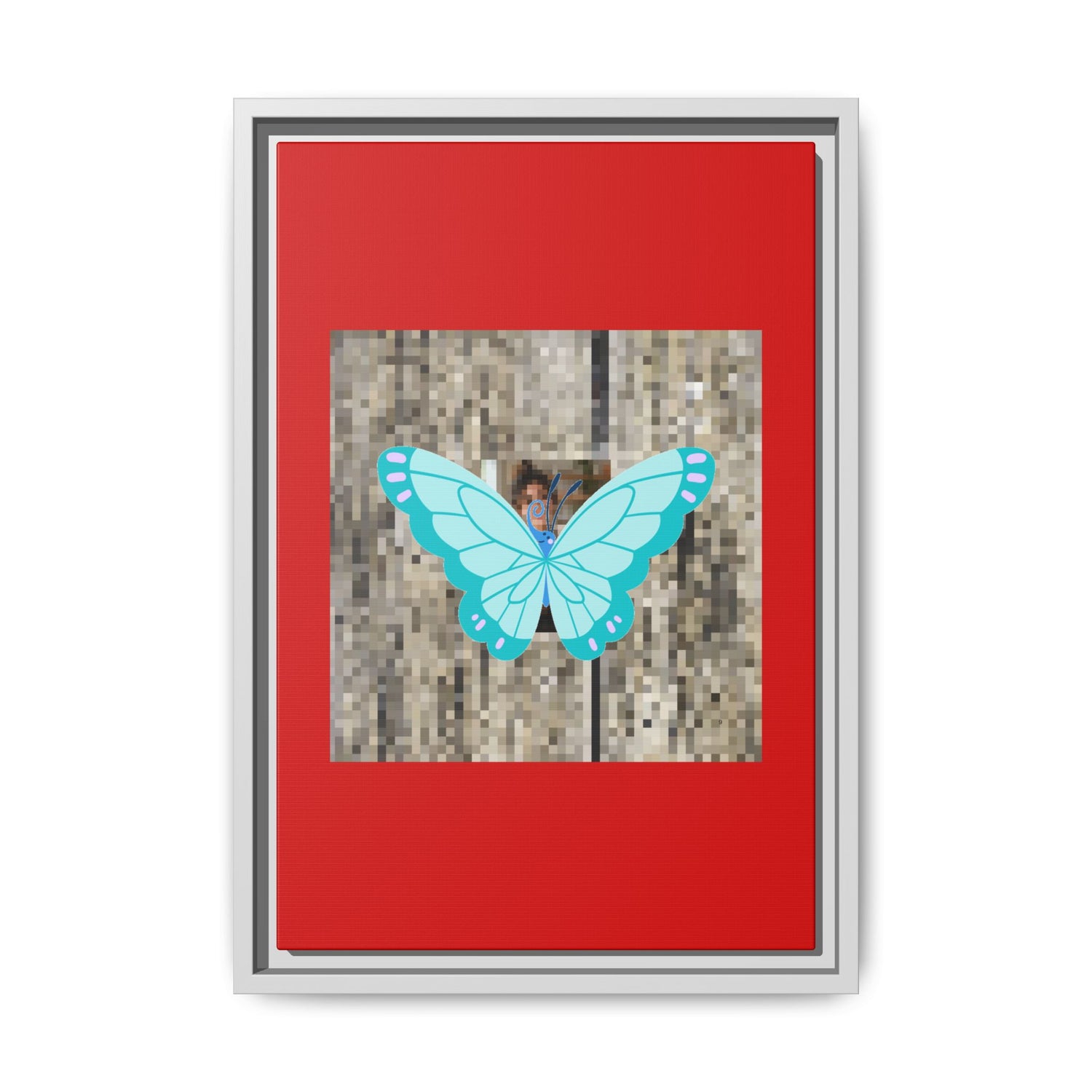 Blue Butterfly Framed Canvas Art – Matte Multi‑Color Wall Print