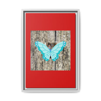 Blue Butterfly Framed Canvas Art – Matte Multi‑Color Wall Print