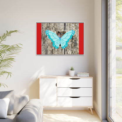 Blue Butterfly Framed Canvas Art – Matte Multi‑Color Wall Print