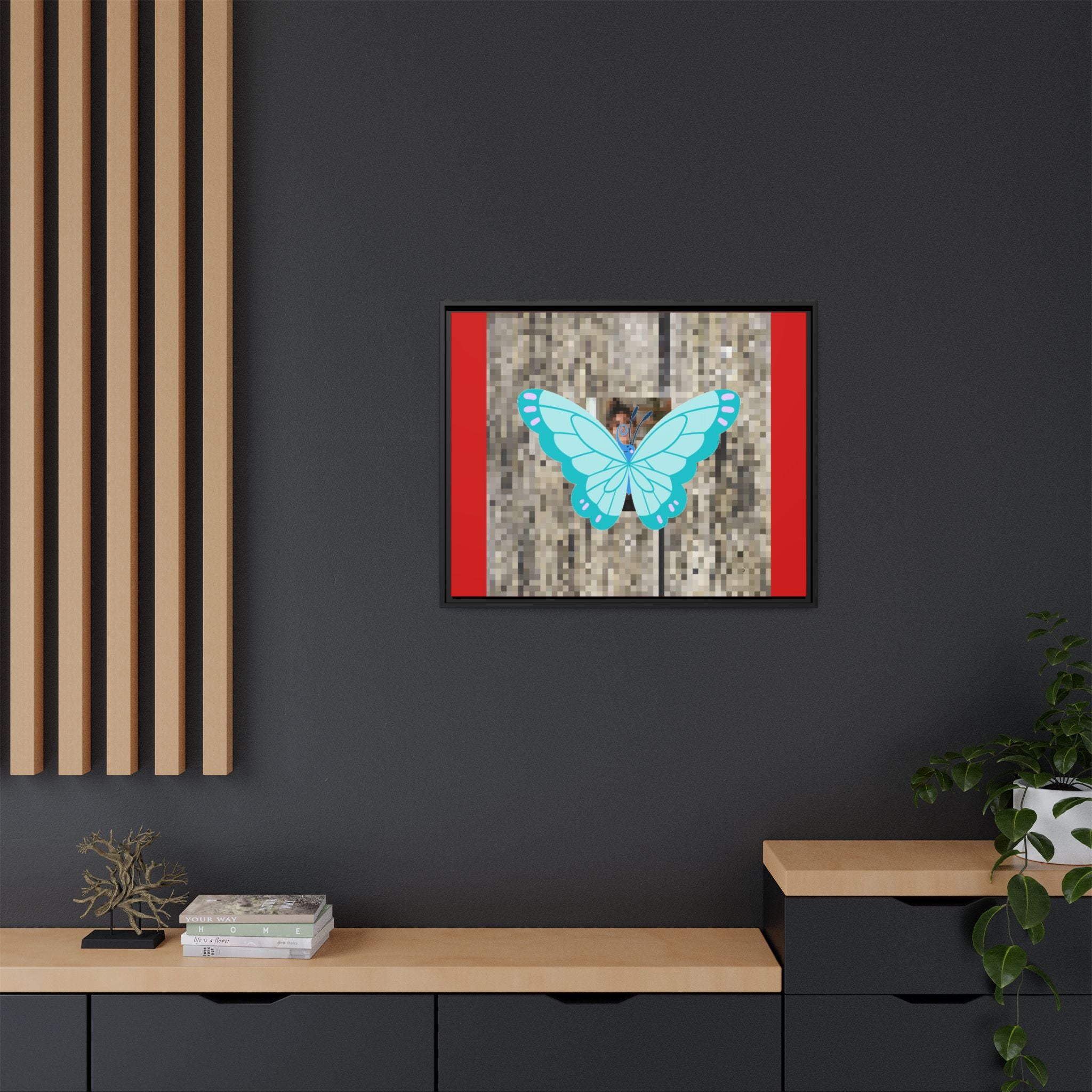 Blue Butterfly Framed Canvas Art – Matte Multi‑Color Wall Print