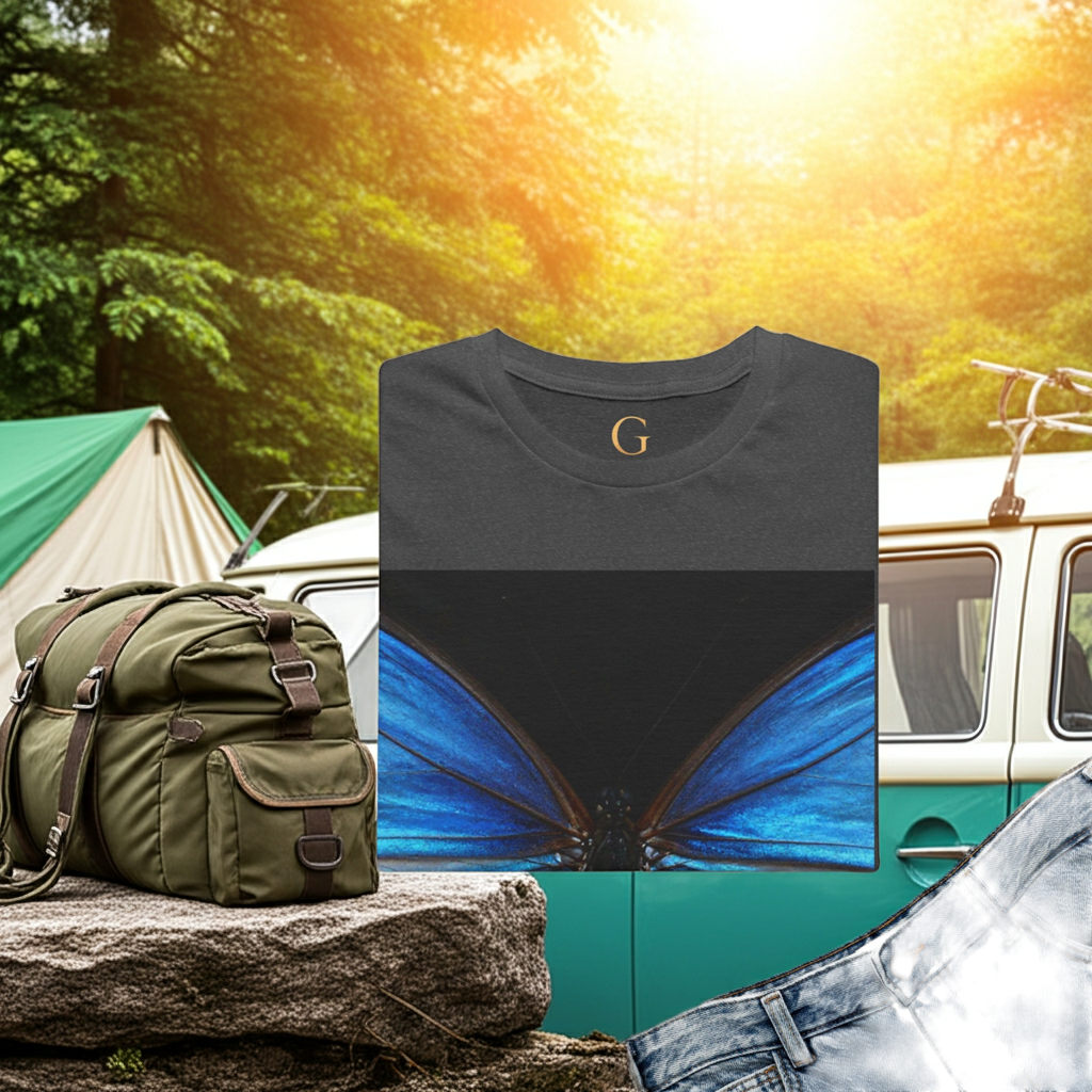 Blue Morph Butterfly T-Shirt — Vibrant Nature Graphic Tee