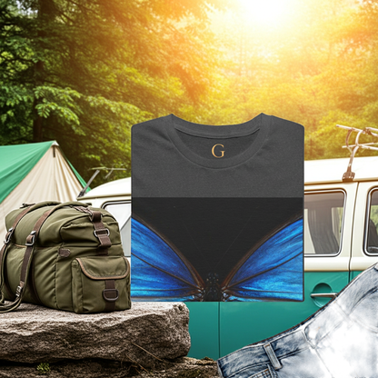 Blue Morph Butterfly T-Shirt — Vibrant Nature Graphic Tee